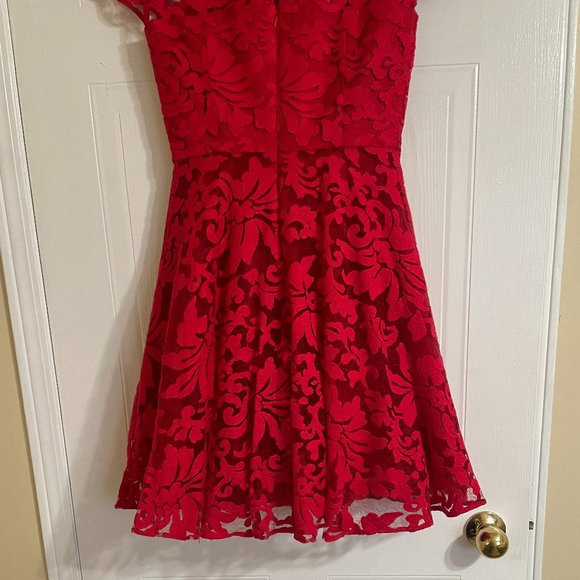 Ted Baker Caree Sheer Floral Overlay Dress Fuschia - Picture 6 of 9